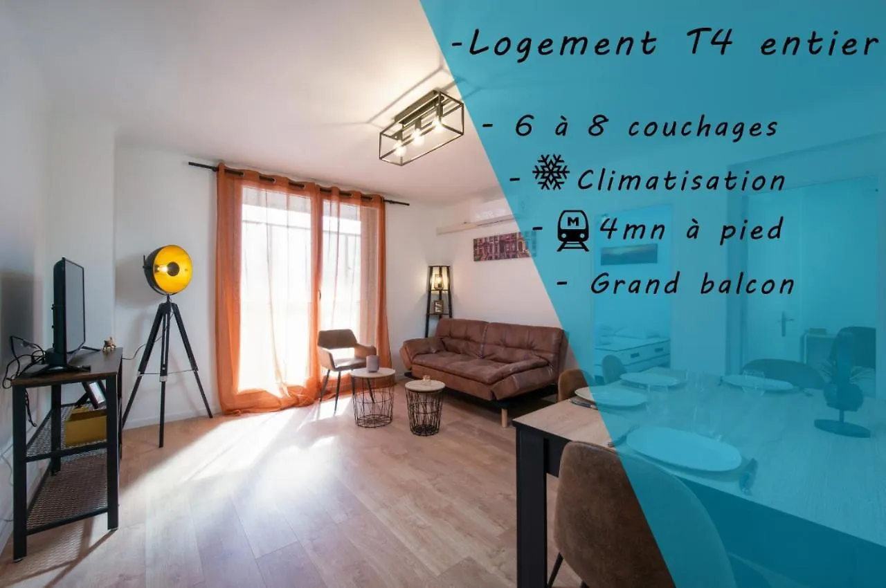 Grand Appartement 3 Chambres Avec Clim Et Balcon Marseille 0*,  Frankrig